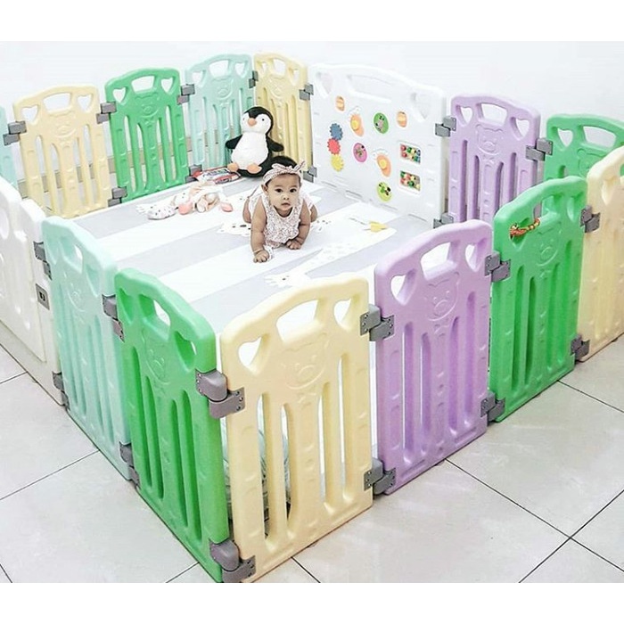 Pengaman Pagar Bayi Coby Haus 12 + 4 (12 Panel + 2 Pintu + 2 Activity Board)