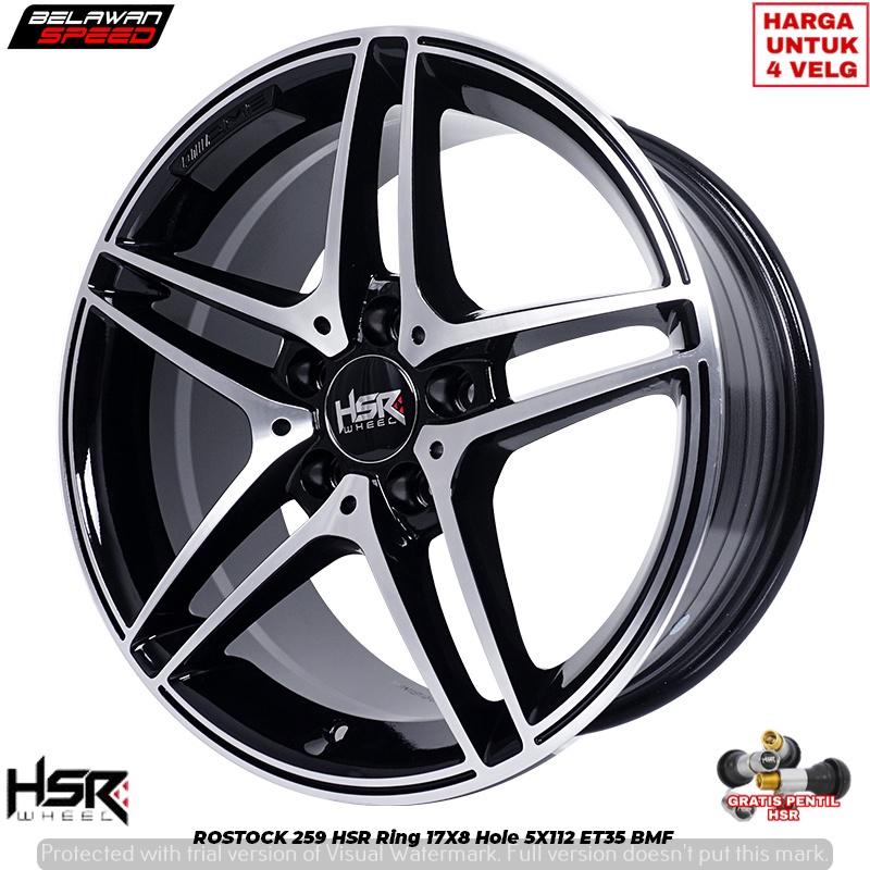 VELG MOBIL RACING RING 17 HSR ROSTOCK 259 PCD 5X112 UNTUK MERCY CAMRY INNOVA GRANDMAX APV