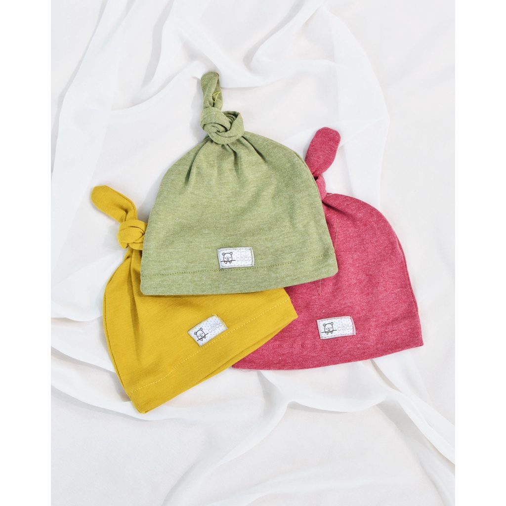 Cocopop Baby - Coco Knot Beanie Unisex Topi Bandana Kupluk Bayi Bahan Katun Polos Simpul - Baby Hat Cotton Soft Babywear Import