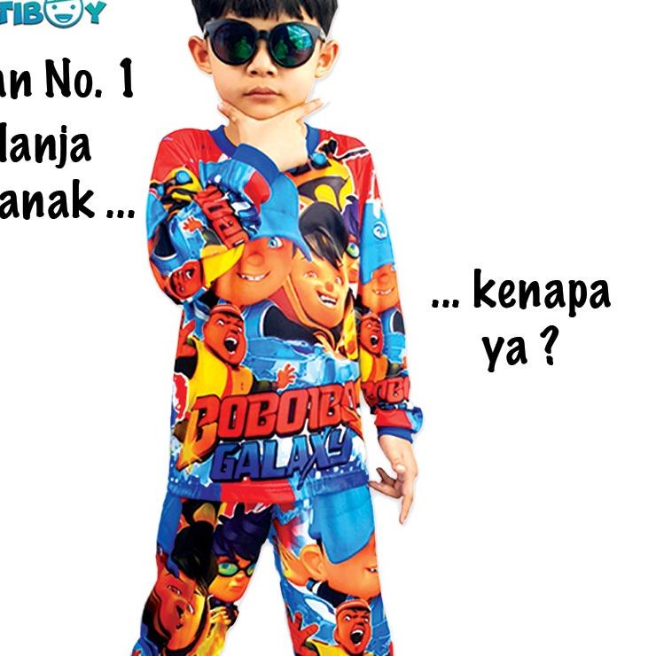 Piyama Anak Upin & Ipin / Pakaian Tidur Anak Laki Laki Gambar Kartun Printing