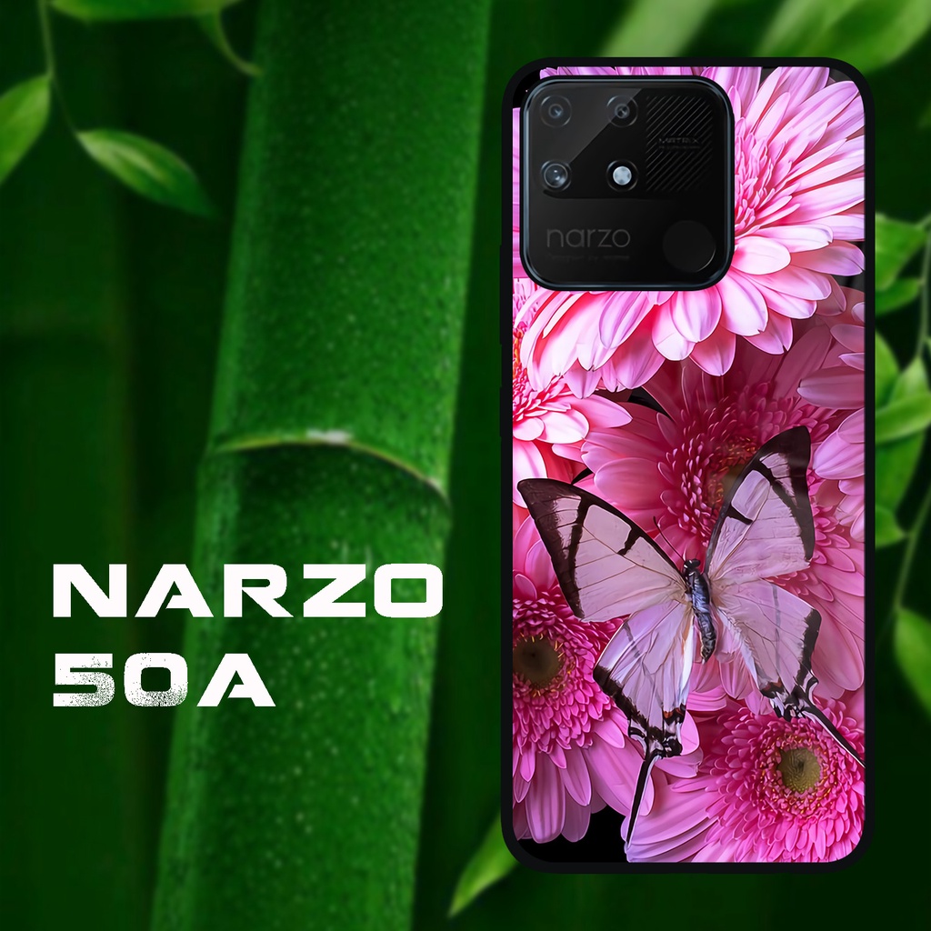 Case Kilau Realme Narzo 50a | Narzo 50A| Casing Hp Realme | Pelindung Smartphone | Motif Flower