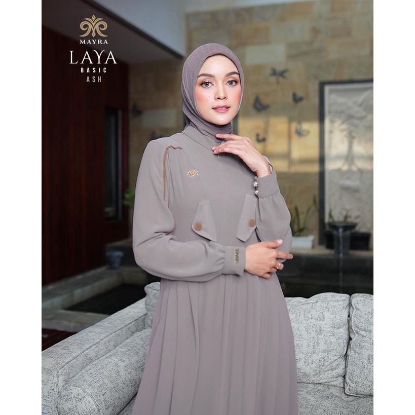 MAYRA BASIC DRESS GAMIS LAYA | LINING BABYDOLL ARMANY | RISLETING DEPAN BELAKANG-Ash