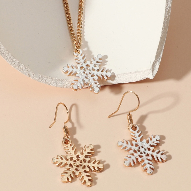 Set Perhiasan Kalung Anting Menjuntai Desain Santa Claus Snowflake Pinus