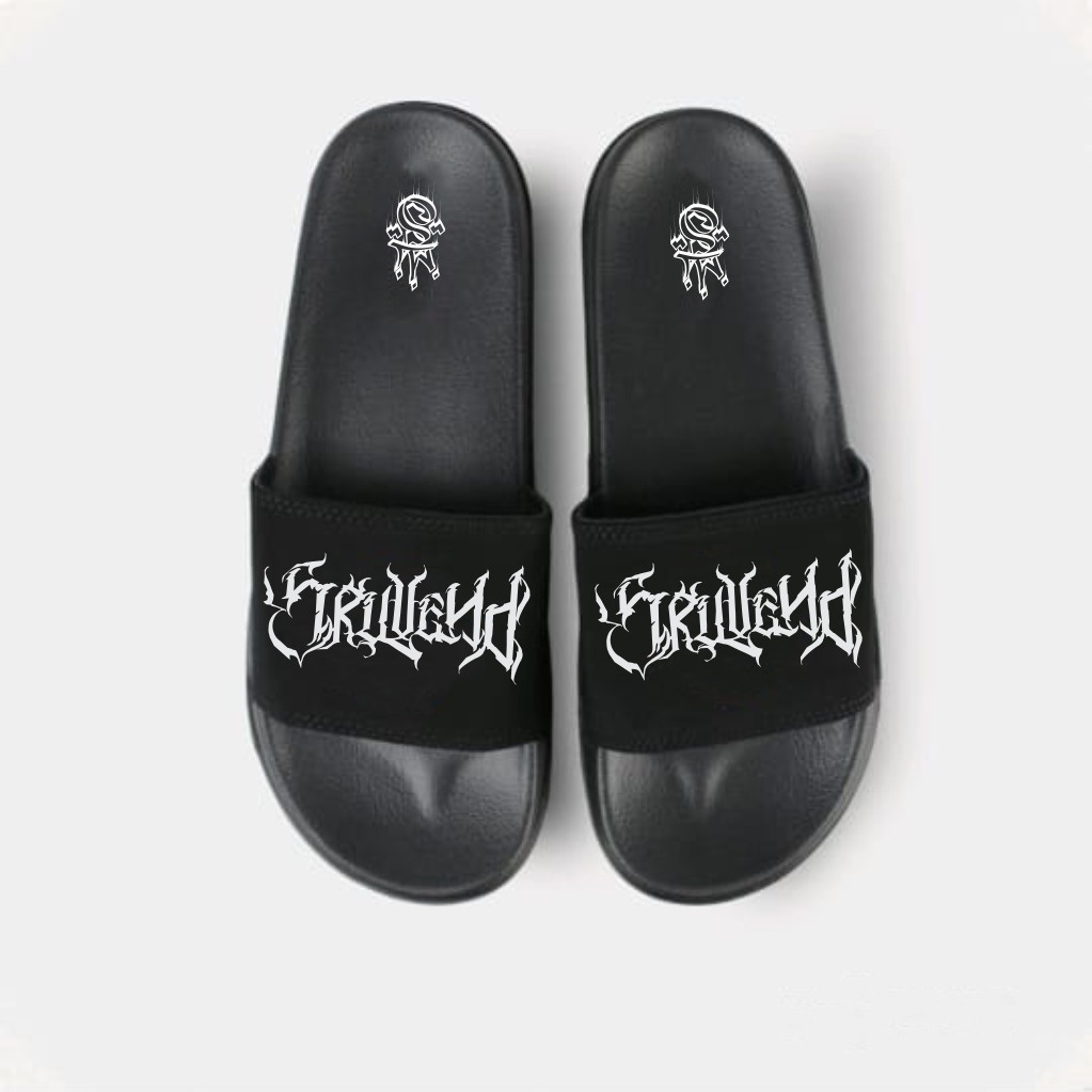 SKULLEND - Black Sandals Slide On / Sandal Slop Pria Terbaru 2022