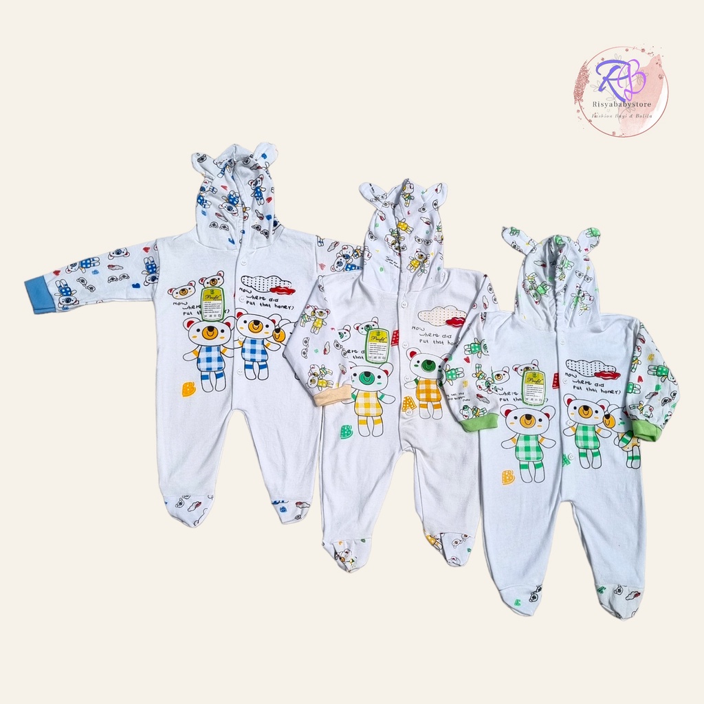 Sleepsuit jumper bayi buka kaki 0-3 bulan / sleepsuit bayi motif lucu