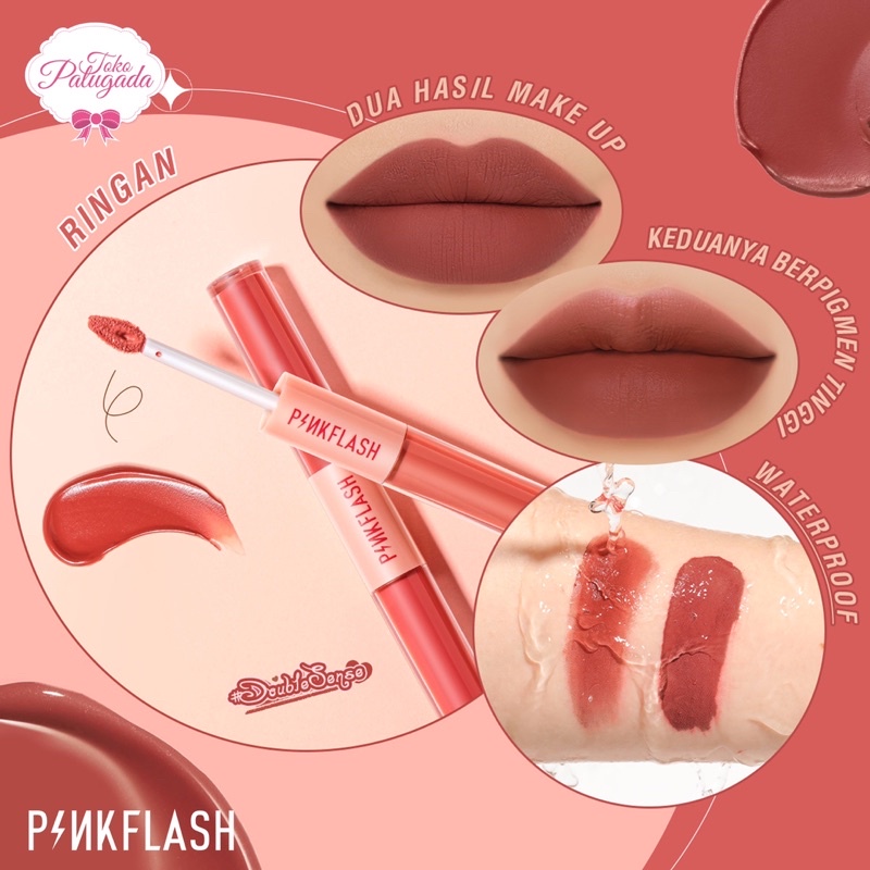 [BISA COD] PINKFLASH #DoubleSense Series 2 In 1 dual-ended lipstick - Pinkflash Duo Lipgloss - Pinkflash Lipstick - Pinkflash PF-L13