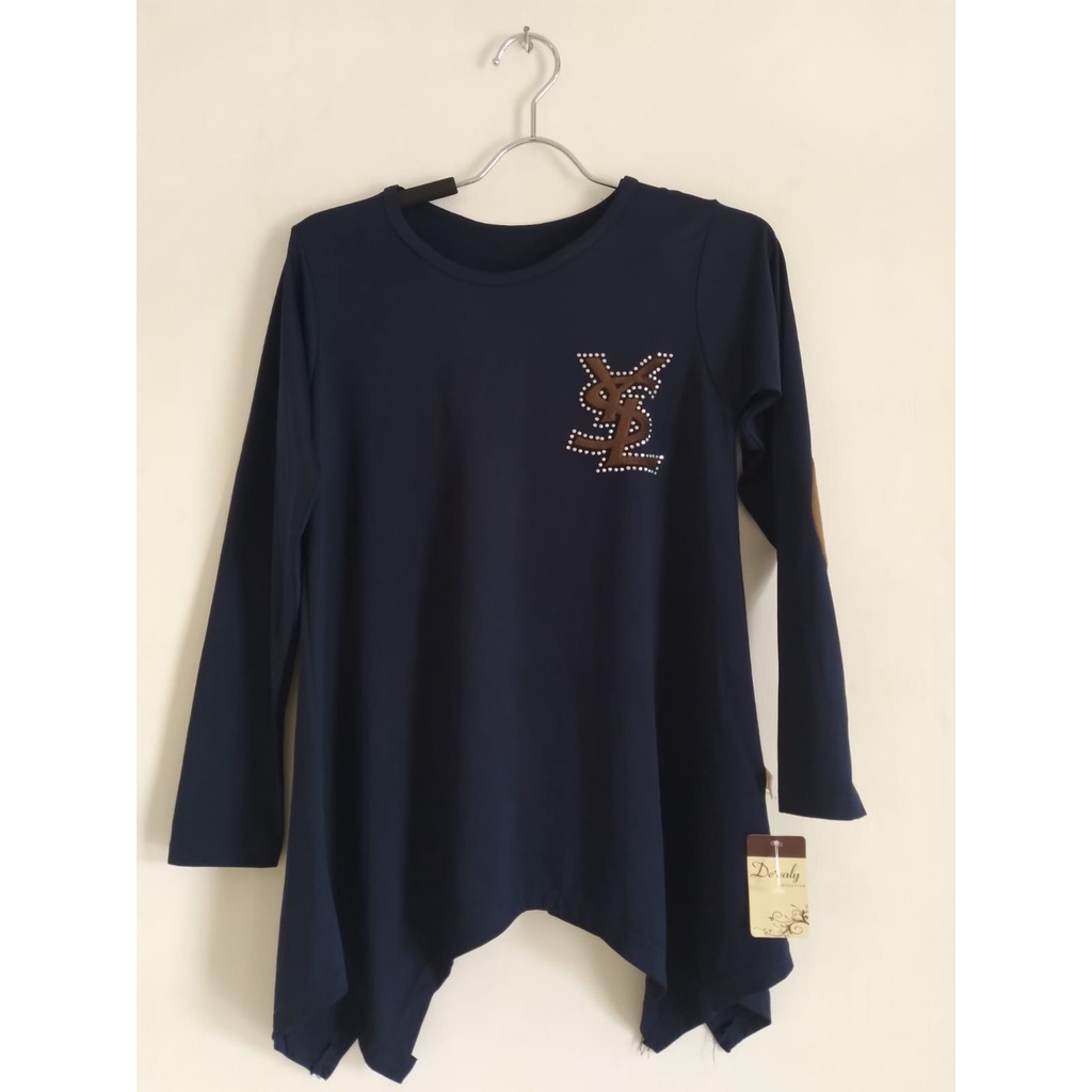 Baju Atasan Wanita / Blouse / Kaos Lengan Panjang Biru Dongker 011