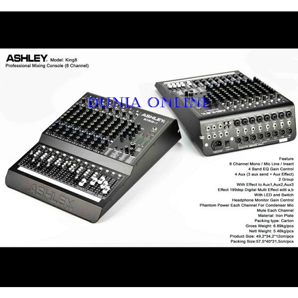 MIXER AUDIO ASHLEY KING8 8 CHANNEL MIXER AUDIO KING 8( ORIGINAL )