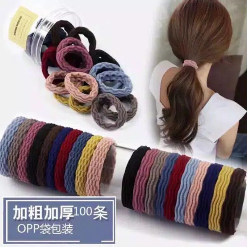 IKAT RAMBUT ELASTIS/ KARET FASHION WANITA IMPORT FREE TOPLES/12 PCS IKAT RAMBUT DONAT TABUNG MIX