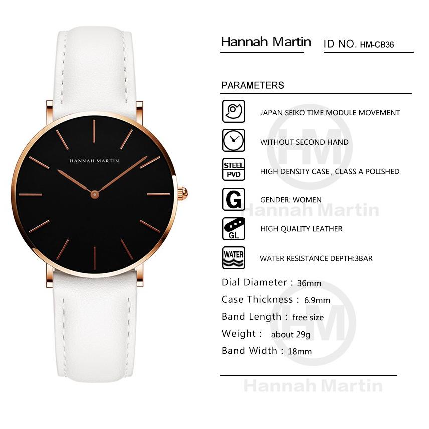 R40Q Jam Tangan Wanita Sangat tipis h Martin 100% Original Cewek Quartz jam tangan le kulit