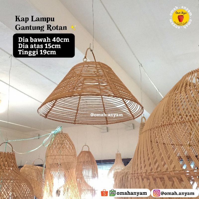 Kap lampu gantung rotan | kap lampu gantung rotan aesthetic | kap lampu hias rotan minimalis