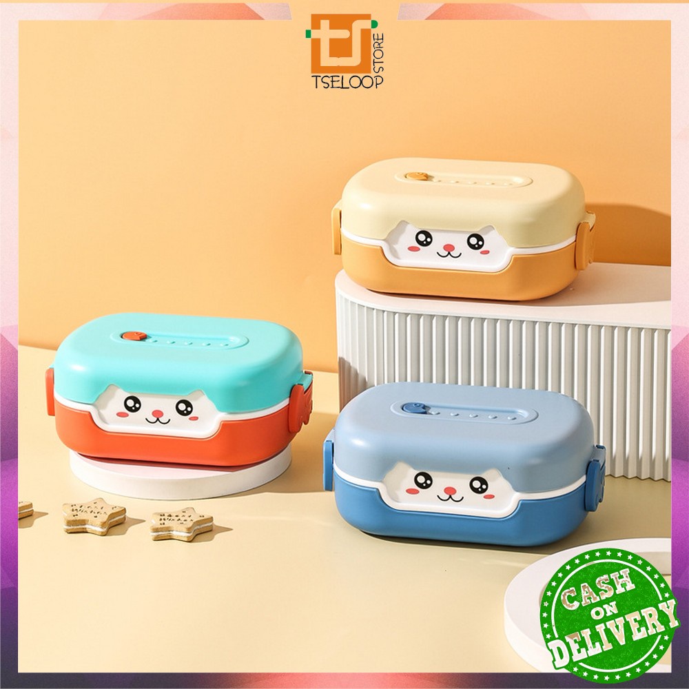 OFM-C714 Kotak Bento Lunch Box Karakter Kartun / Kotak Makan Siang Anak Set BPA FREE Tempat Bekal Anti Tumpah