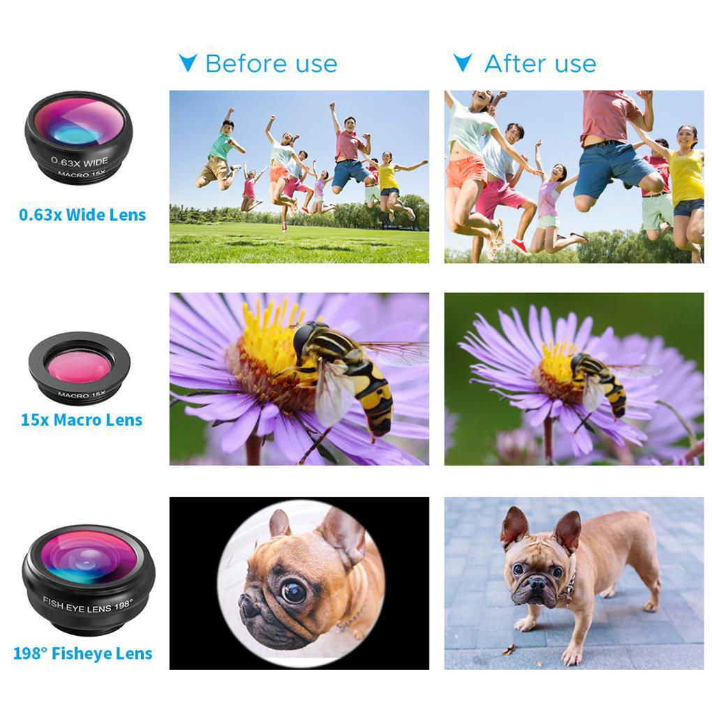 Apexel 4 in 1 Lensa Telephoto Makro Eksternal 18X Wide Eye + Klip Untuk Iphone / Android (house2020)