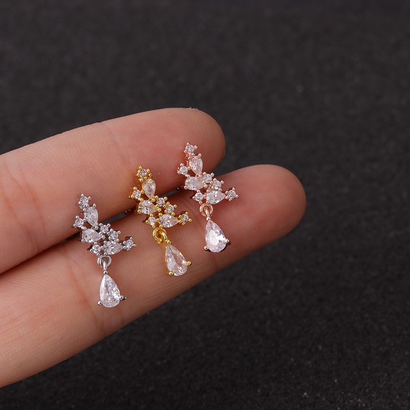 1 Pc Anting Tindik Bahan Zirkon Gaya Korea