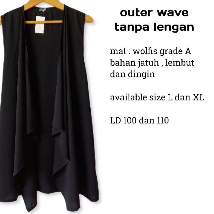 Outer Cardigan Kardigan polos wanita tanpa lengan L, XL panjang jumbo kantor kantoran kekinian Hitam