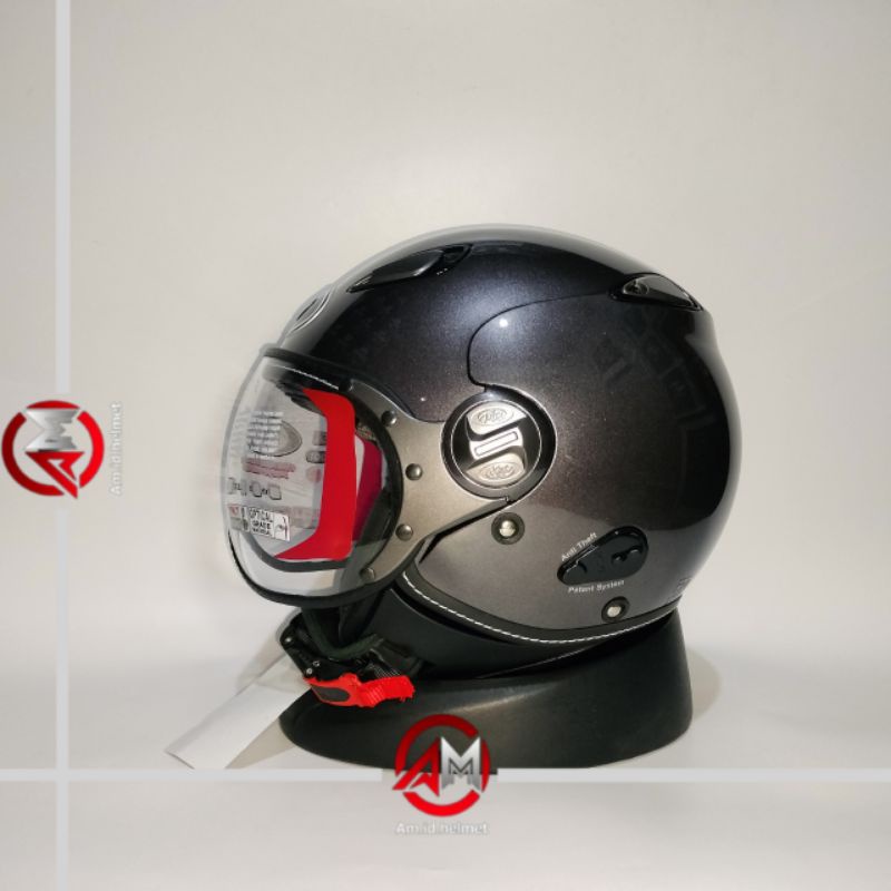 HELM KYT ELSICO SOLID GUNMETAL KYT HELM ELSICO POLOS HELM HALF FACE