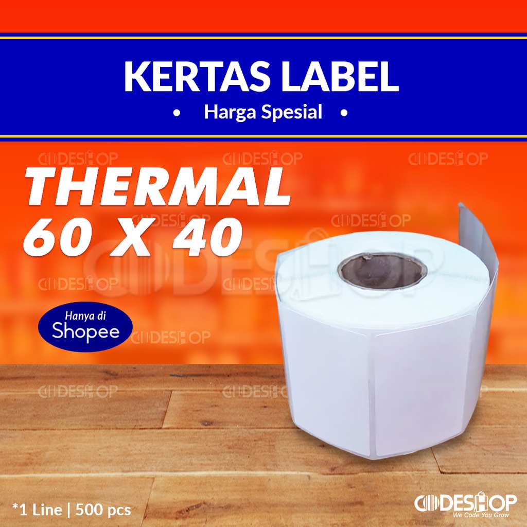 Label Thermal 60x40mm 1 Line 500Pcs 60 x 40