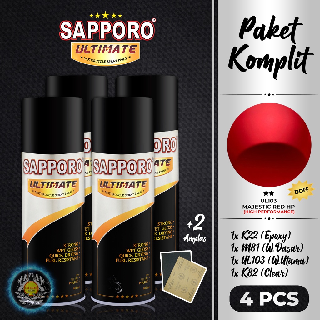 PAKET UL103 MAJESTIC RED HIGH PERFORMANCE HP SAPPORO ULTIMATE CAT SEMPROT 400 ML UL 103 MERAH DOFF D