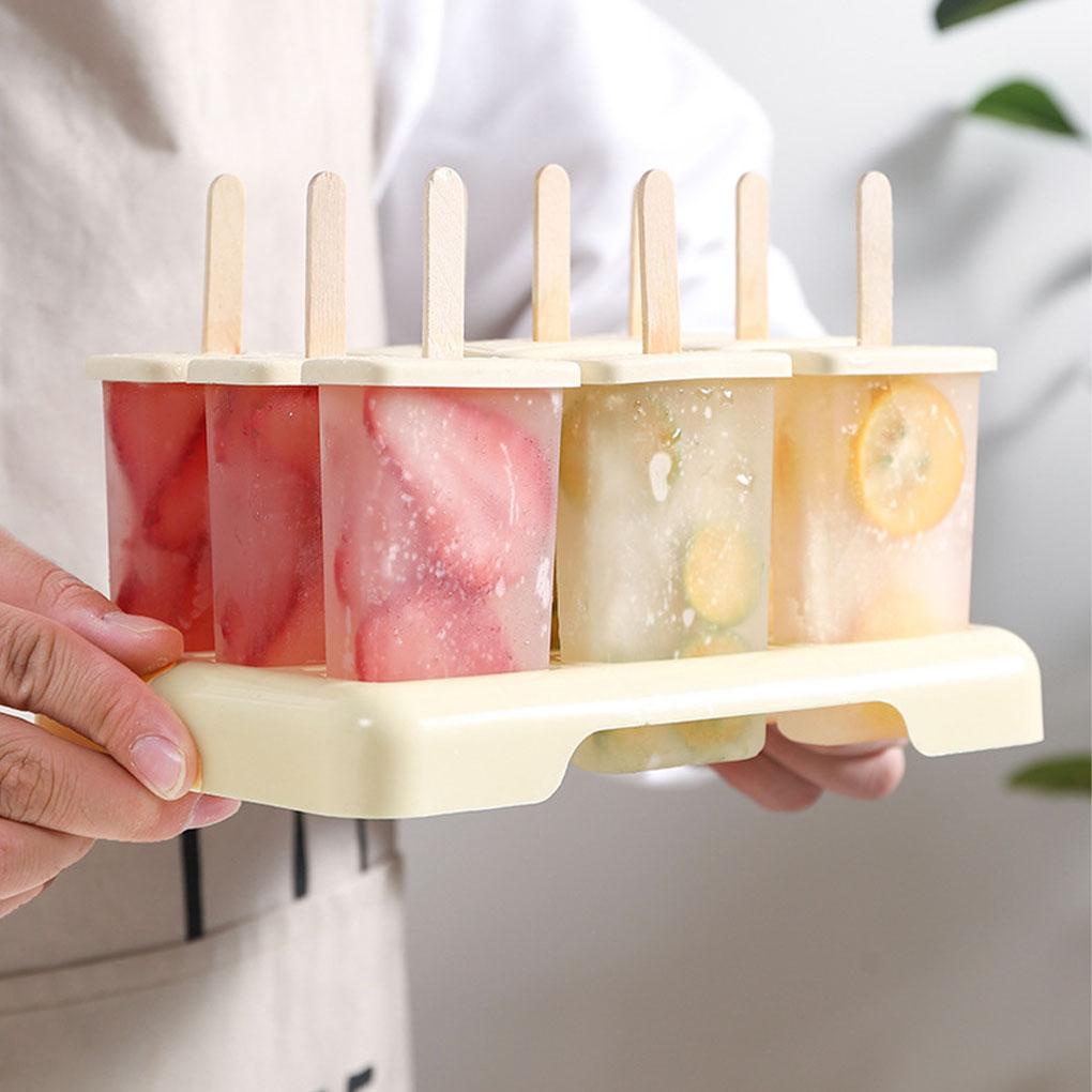 2per4 /6 Grids Bentuk Persegi Cetakan Es Krim DIY Handmade Dessert Pembuat Buah Reusable Ice Cube Tray Home Ice Cream Maker