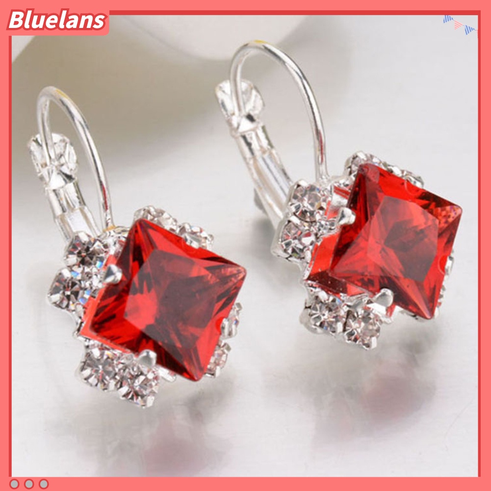 Bluelans Women Fashion Shiny Rhinestone Leverback Earrings Engagement Wedding Jewelry