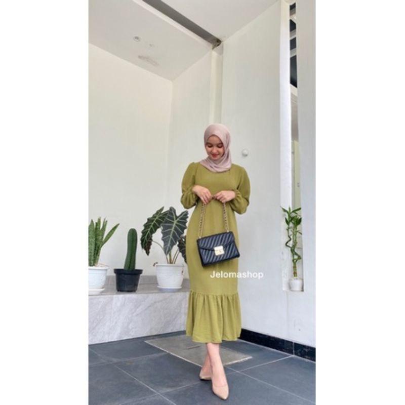 Siska Midi Dress Bahan Crinkle type ekor ikan