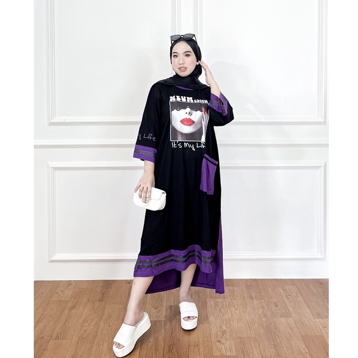 Long tunik atasan wanita kombinasi NEUM model terbaru fashion wanita muslimah - gamis wanita terbaru