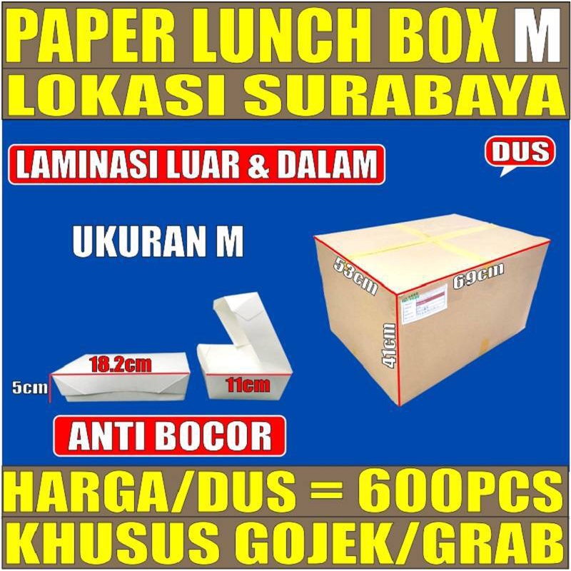 Paper lunch box Tutup uk M food tray kotak makan kertas Murah SBY