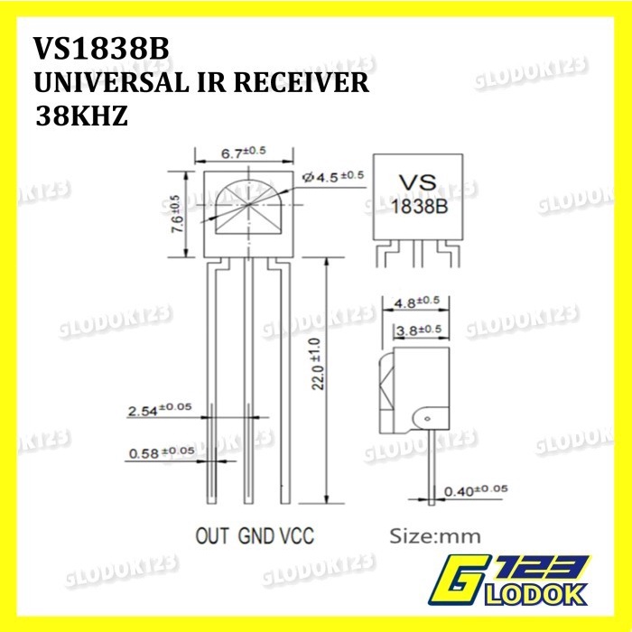 VS1838B IR Receiver Universal Sensor Penerima Infrared TL HX 1838 AK77