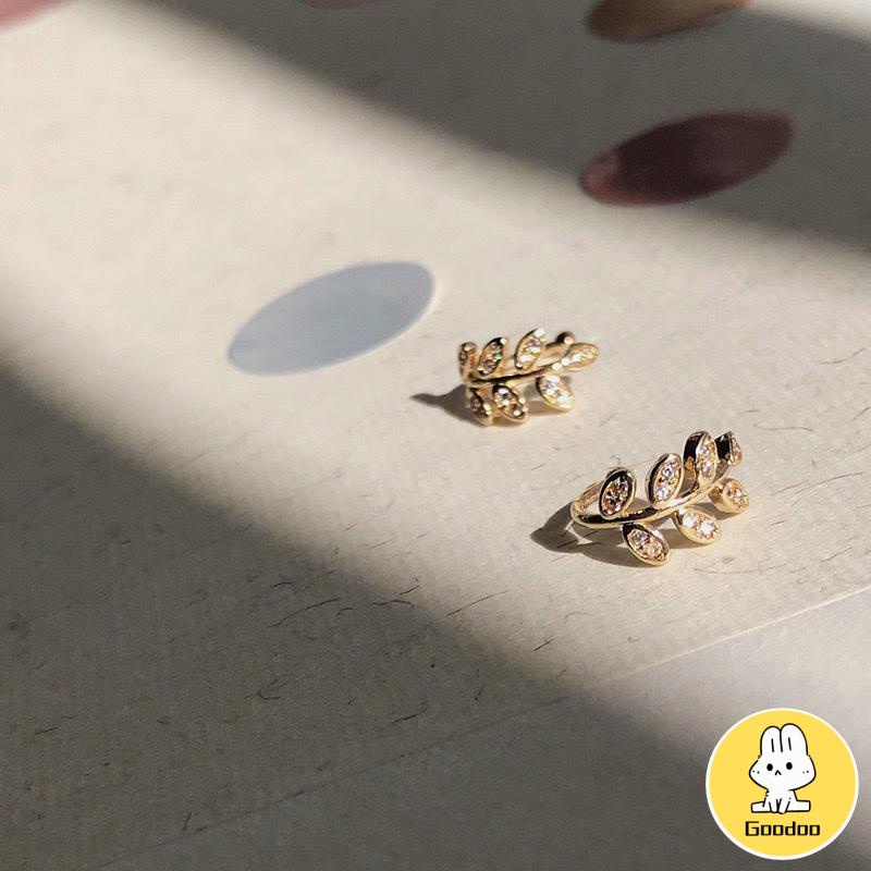 Anting Klip Telinga Tanpa Lubang Dapat Disesuaikan Bentuk Daun Pohon -Doo
