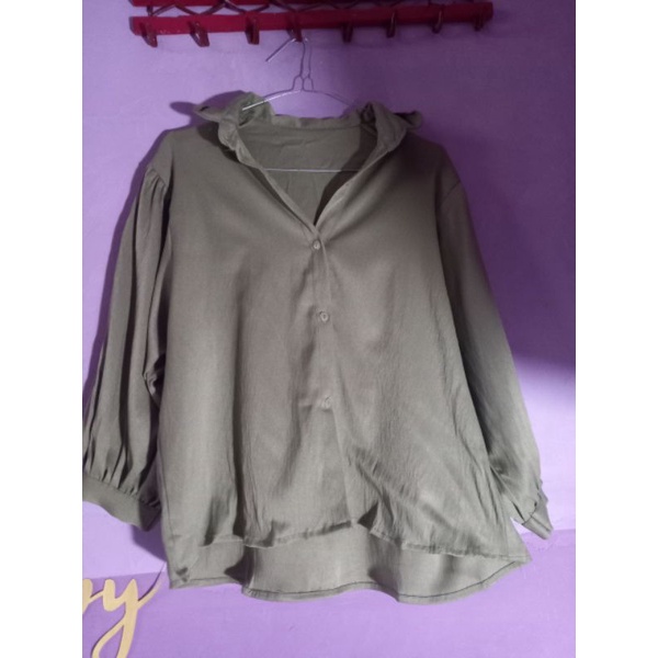 Blouse Lengan Balon Warna Sage Green