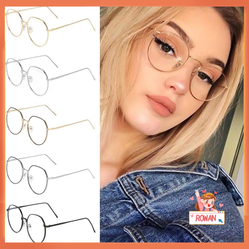 R-flower Kacamata Frame Metal Bulat Ultra Ringan Gaya Vintage Untuk Pria / Wanita