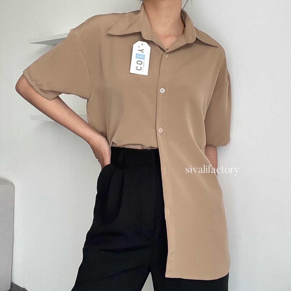SIVALI Alicia Shirt | Loose Polyester Shirt - Kemeja Flowy Atasan Wanita
