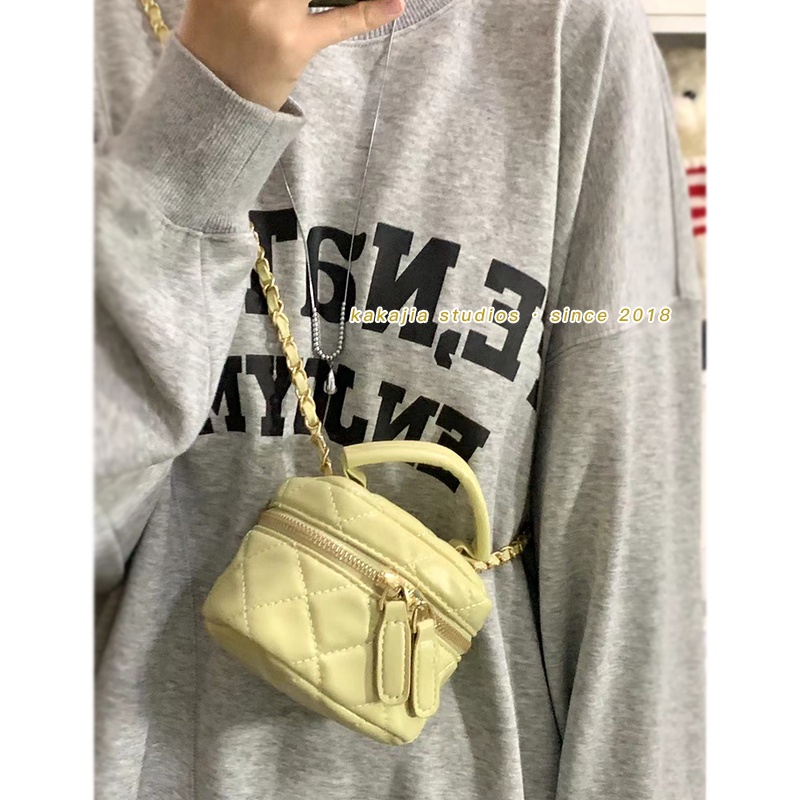 Suhao portabel tas rantai belah ketupat wanita musim panas 2022 baru trendi fashion tas ember kecil all-match in one-shoulder messenger bag