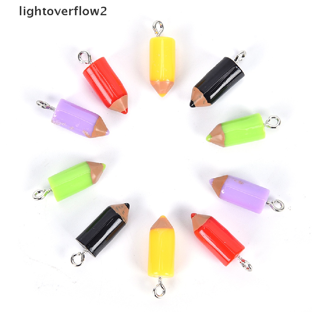 (lightoverflow2) 10pcs Gantungan Kunci Bentuk Pensil Warna Campur DIY