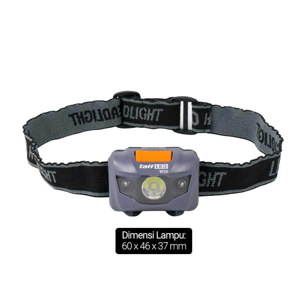 TaffLED Senter Kepala Headlamp Flashlight Waterproof White and Red Light LED - W30