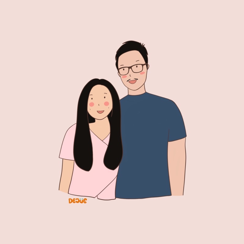 

Digital Illustration Potrait Keluarga, Teman, Orang - Ilustrasi versi cute