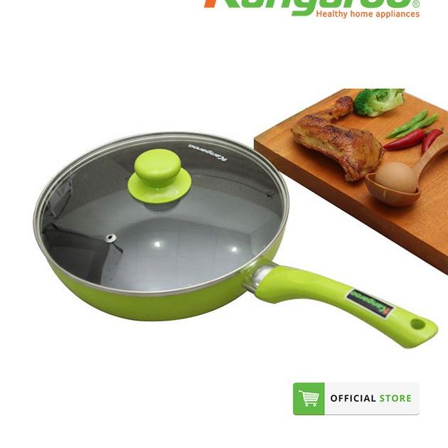 Super Promo--Kangaroo Frypan-Teflon-Wajan KG919 (Dengan Tutup Kaca) Diameter 24 cm