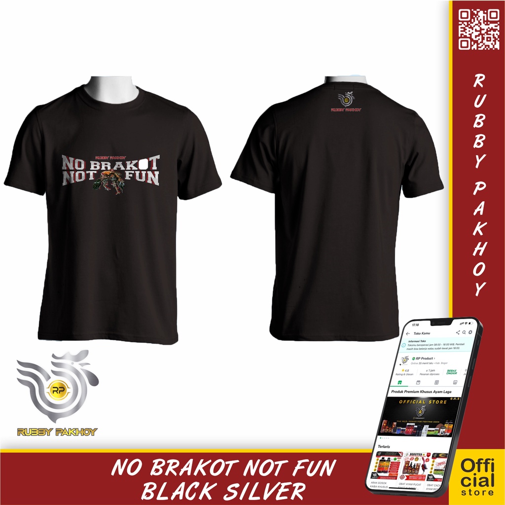 KAOS AYAM NO BRAKOT NO FUN NBNF BLACK SILVER