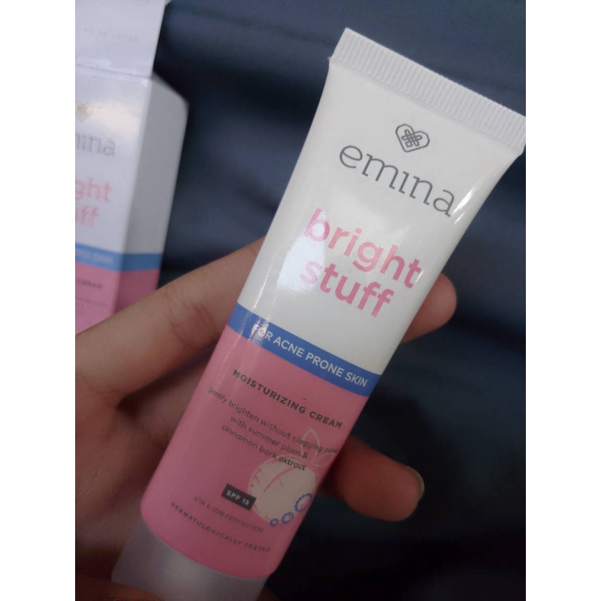 Emina Bright Stuff Moisturizing Cream 20 mL for Acne Prone Skin Pelembab Wajah Cerah Glowing Anti Kusam RUMAH CANTIK