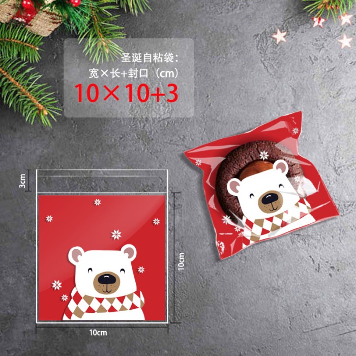 

100lembar Plastik cookies Natal /plastik Natal /kemasan kue Natal - Merah