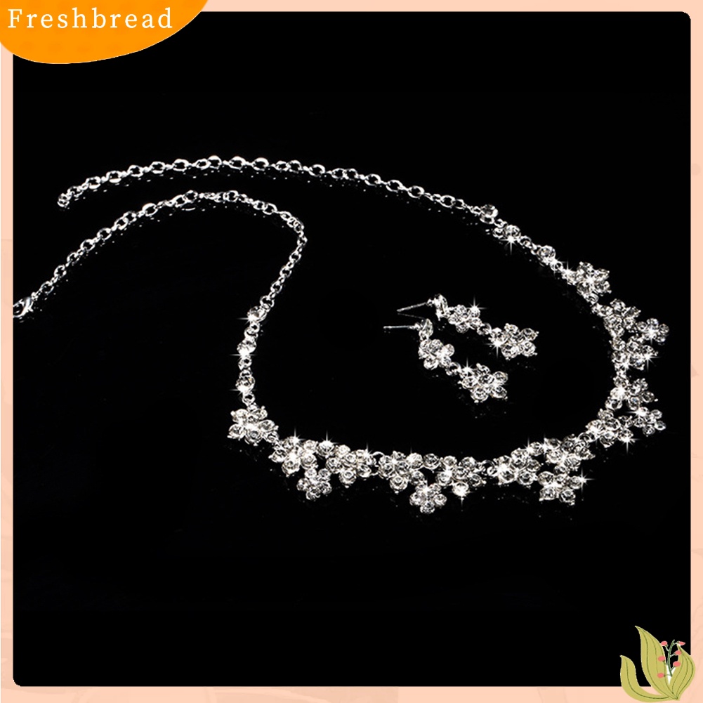 (Fresh) Kalung + Anting + Mahkota Berlian Imitasi Inlaid Mewah Untuk Pengantin Wanita