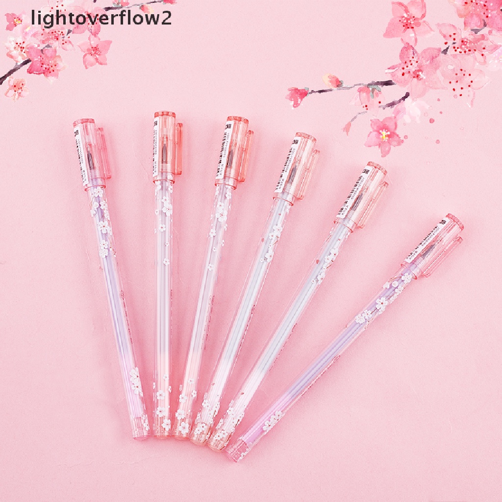 (lightoverflow2) 4pcs Pulpen Gel Motif Bunga Sakura Untuk Kantor