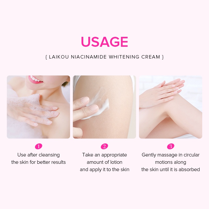 LAIKOU Niacinamide Body Cream Mencerahkan Kulit Ketiak Anti-Aging Mengurangi Kerutan 100ml