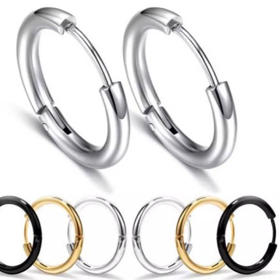 Harga Termuraah Anting Earring Ring Hoop Stainless Steel 8/10/12/14/16/18/20/30mm.  Batang 2.5mm. HA