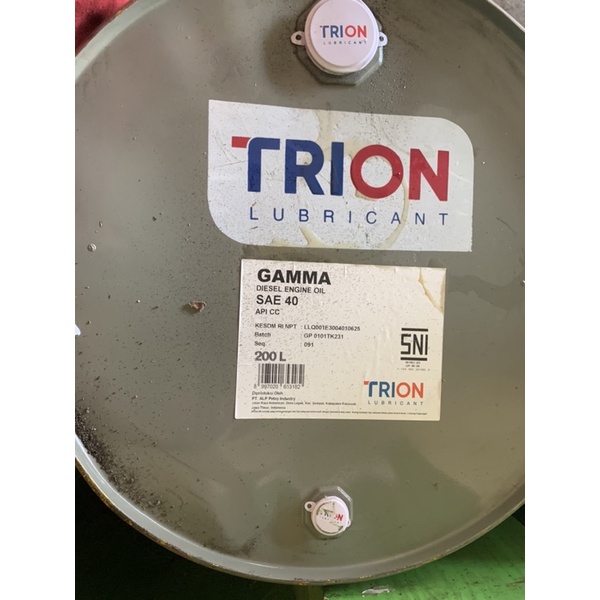 OLI MESIN ENGINE OIL CURAH MERK TRION DRUM BUKAN PERTAMINA JUMBO