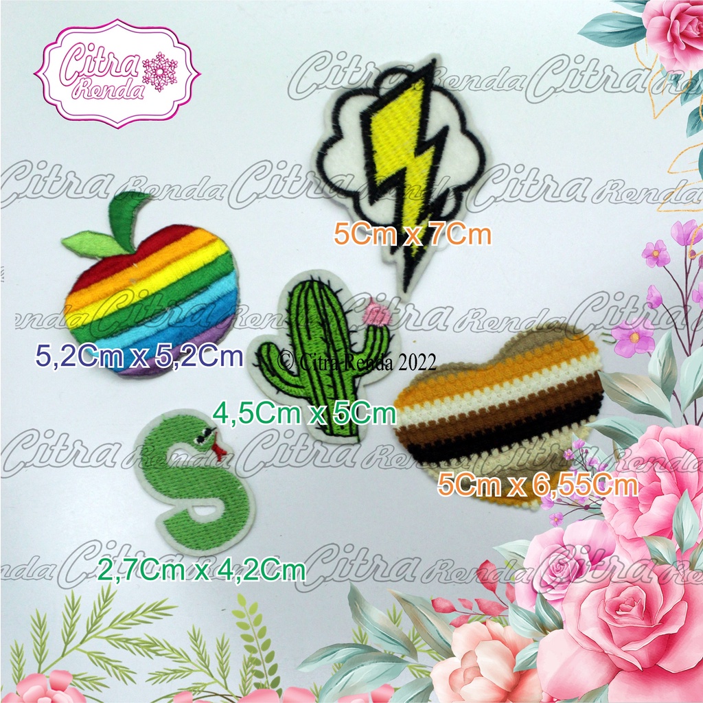 (Per 3 Pcs) AP397 Aplikasi Bordir Tempel / Patch Bunga / Hiasan Baju   Cantik