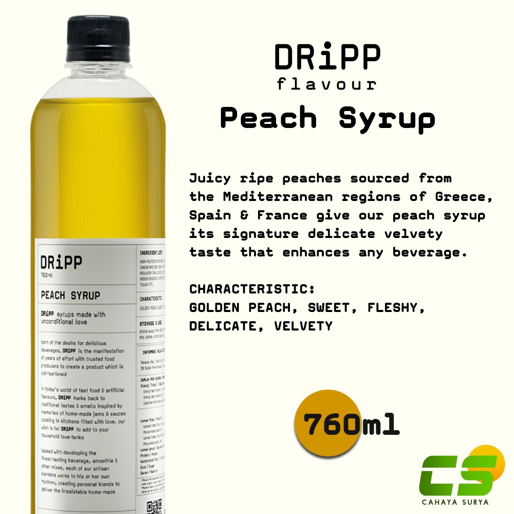 

Dripp Sirup / Syrup - Peach Syrup 760 ml ( Sirup Buah Peach )