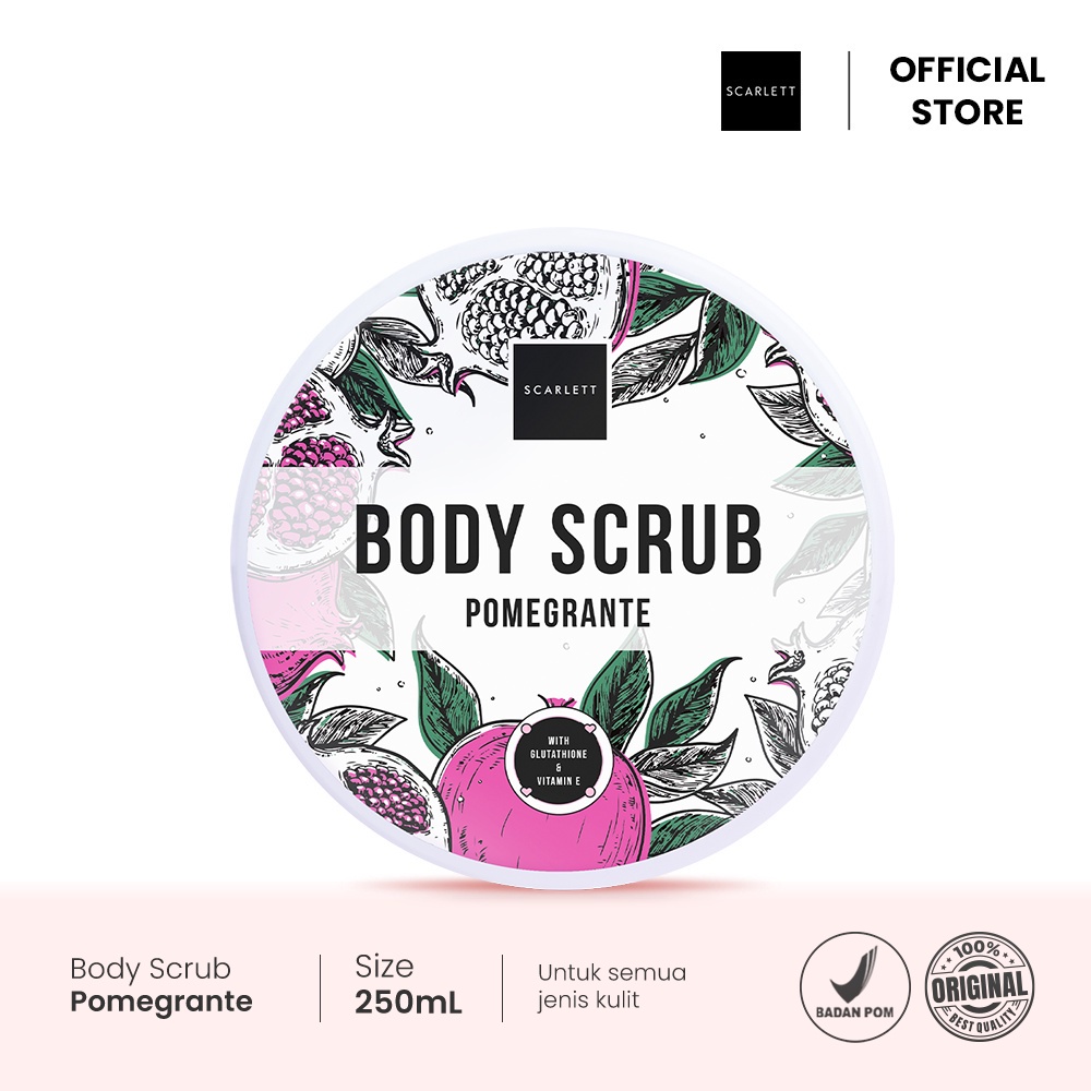 Rumah Cantik Scarlett Whitening Body Scrub Pomegrante ORIGINAL BPOM MEDAN SKIN CARE