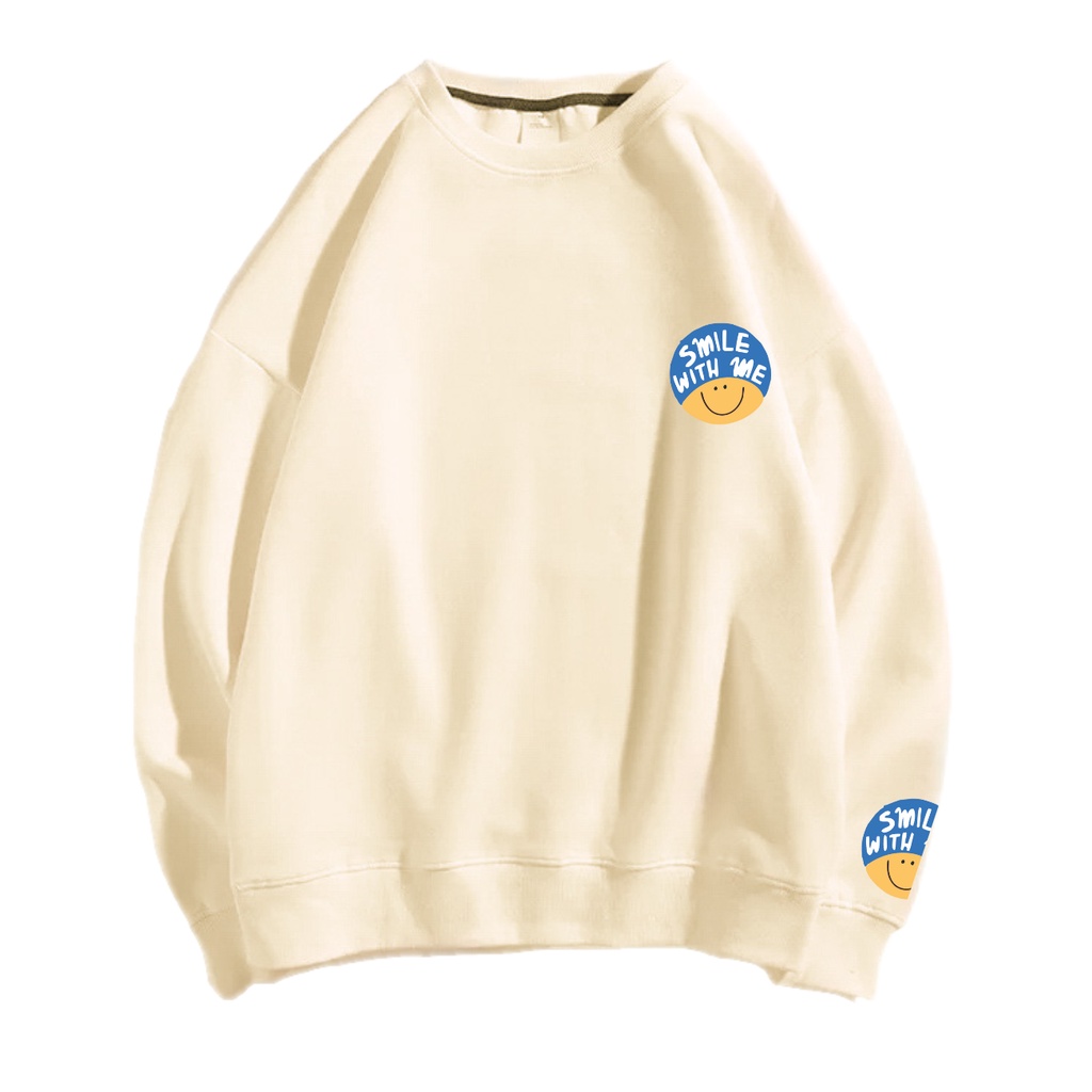 SWEATER SMILE WITH ME CREWNECK PRIA WANITA Size M-XXL