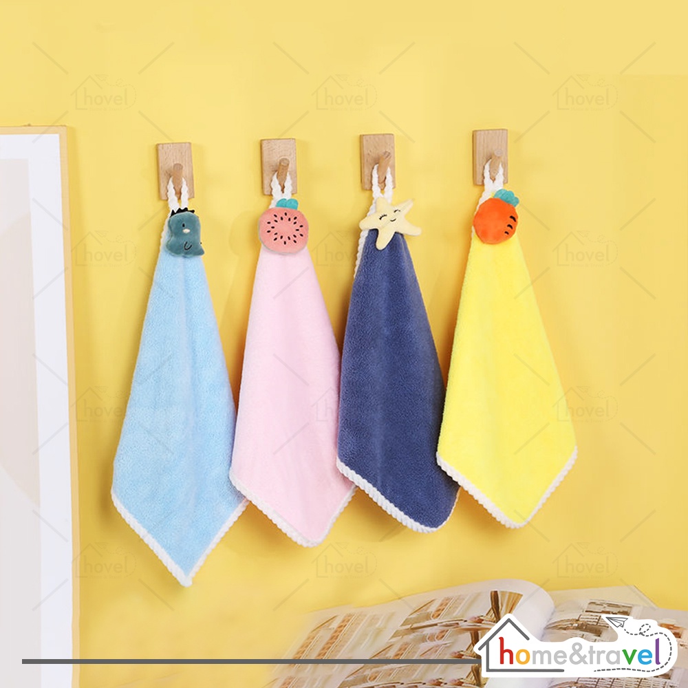 HOVELSHOP Lap Tangan Serbet Gantung Dapur Karakter Lucu Pengering Microfiber Lembut Serbaguna